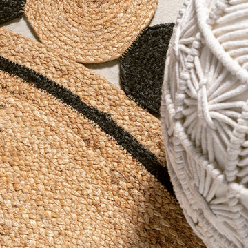 Aurora Two-tone Jute Hippy Circle Medallion Area Rug